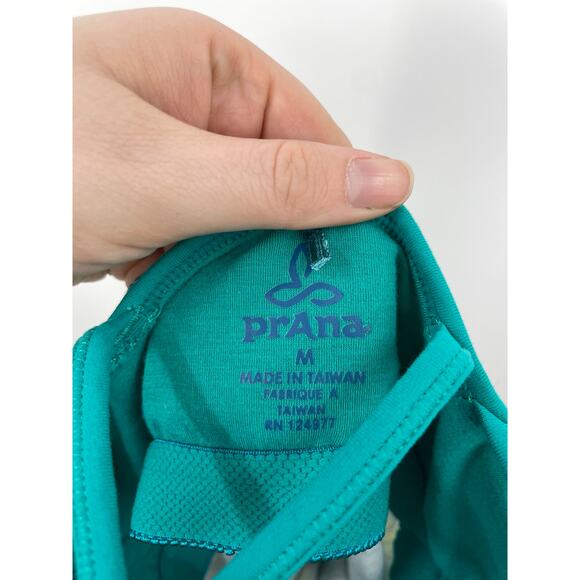 prAna Top Womens Medium Tank Turquoise Blue Spaghetti Strap Cross Back - Picture 3 of 3